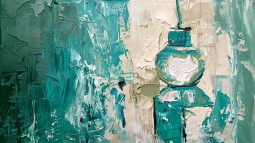 Teal Vase in Textured Abstraction