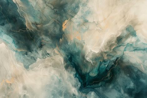 Ethereal Teal and Gold Marble Flow