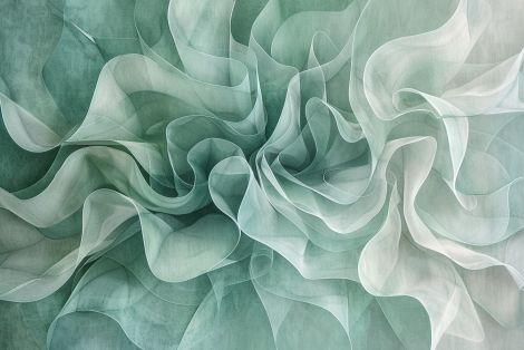 Ethereal Green Silk Petal Waves