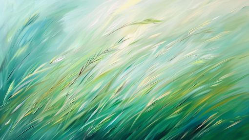Windswept Grasses in Emerald Light