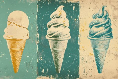 Retro Ice Cream Cone Triptych