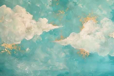 Golden Clouds on Turquoise Sky