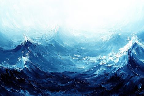 Surging Blue Ocean Waves in Motion