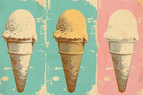 Retro Ice Cream Cone Trio