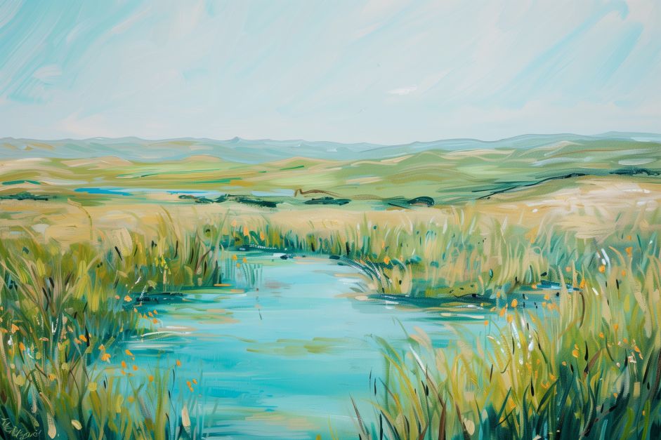 Tranquil Marsh Under Open Skies