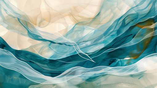 Flowing Teal Waves in Soft Light