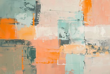 Coral Haze on Weathered Canvas