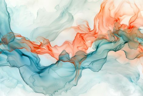 Flowing Tides of Coral and Teal