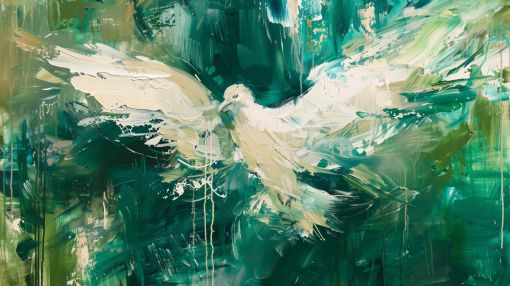 White Dove in Emerald Flight