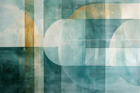 Translucent Geometry in Teal and Gold