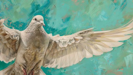 White Dove Wings Spread in Flight
