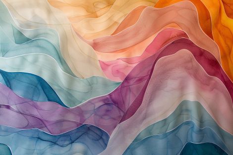Flowing Silk Waves in Watercolor