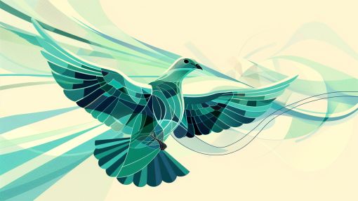 Emerald Bird in Geometric Flight