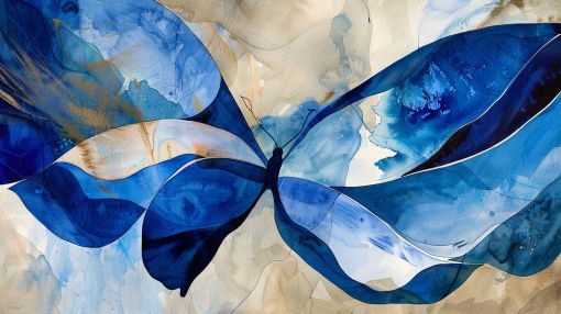 Blue Butterfly in Watercolor Flight