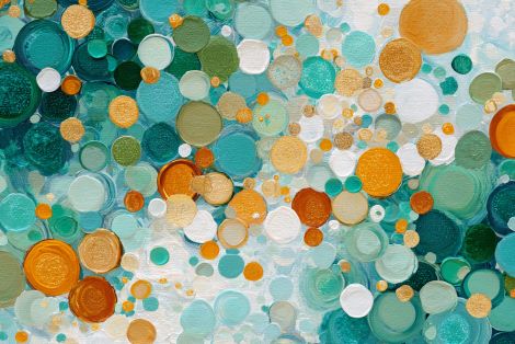 Effervescent Circles in Teal and Gold