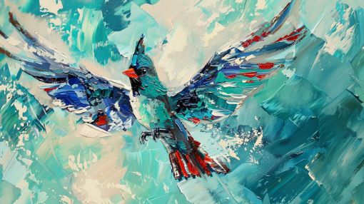 Blue Jay in Spirited Flight