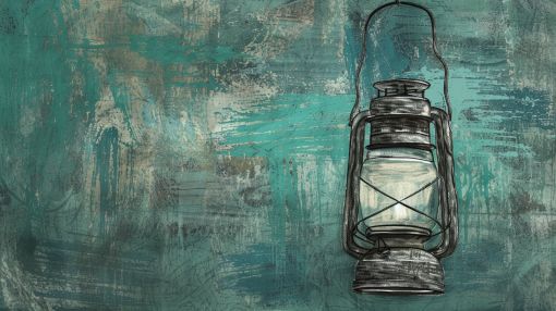 Vintage Lantern on Weathered Teal