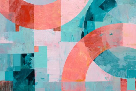 Coral and Teal Geometric Reverie