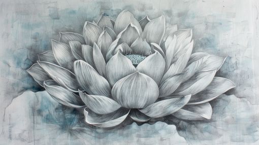 Silver Lotus in Ethereal Blue Mist