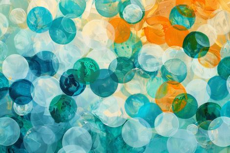 Ocean Bubbles in Teal and Amber