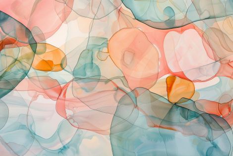 Flowing Petals in Coral and Teal