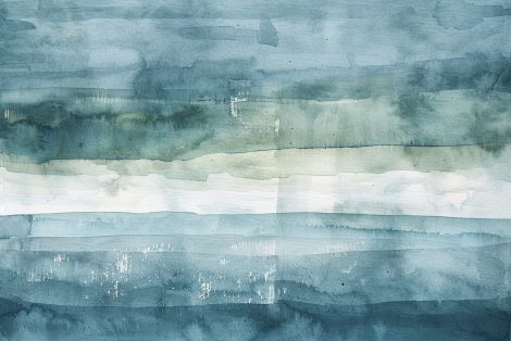 Misty Horizon in Teal Waters
