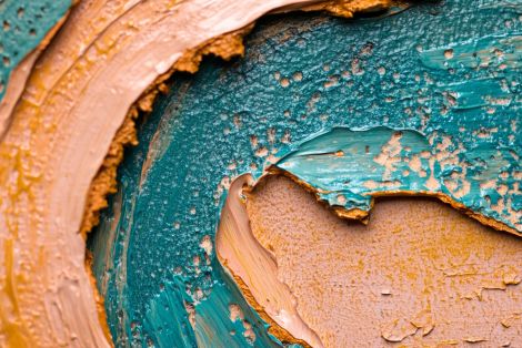 Teal and Gold Impasto Wave