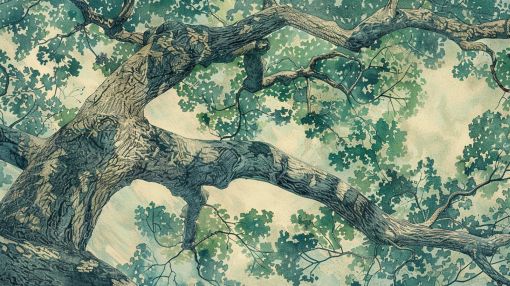 Ancient Oak Canopy in Green Light