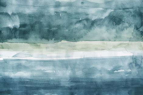 Stormy Horizon in Teal Watercolor