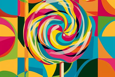Swirling Lollipop in Bold Color Blocks