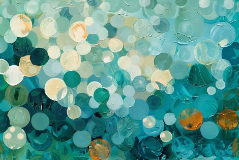 Ocean Bubbles in Teal and Gold