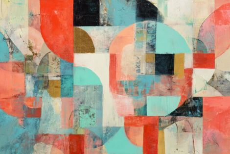 Coral and Turquoise Geometric Reverie