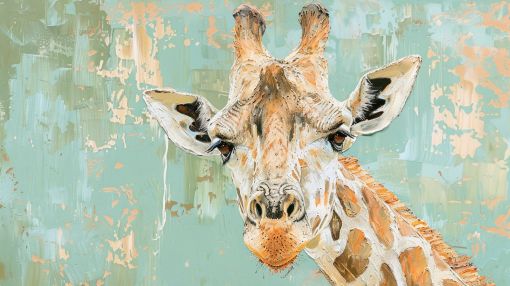 Gentle Giraffe on Mint Green