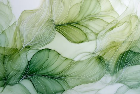 Flowing Emerald Botanical Silk Waves