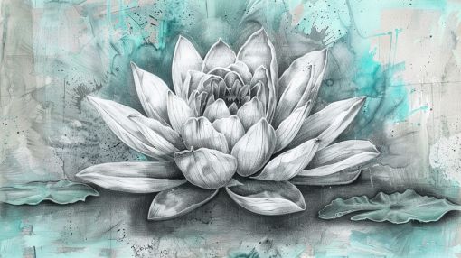 Silver Lotus in Teal Mist