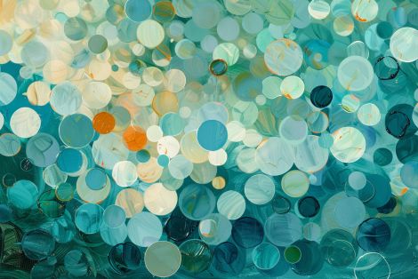 Ocean Bubbles in Teal and Gold