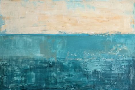 Coastal Horizon in Teal and Gold