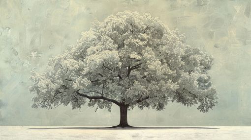 Solitary White Tree in Winter Light