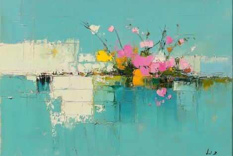 Spring Blooms on Turquoise Horizon