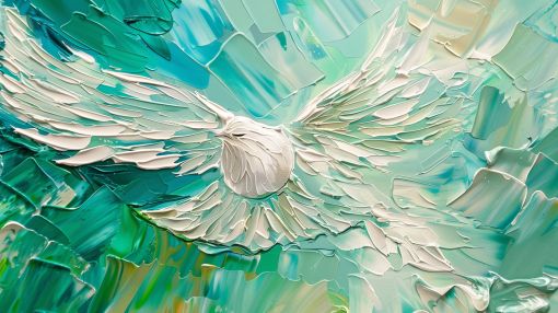 White Dove in Emerald Skies