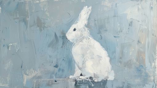 White Rabbit in Winter Blue