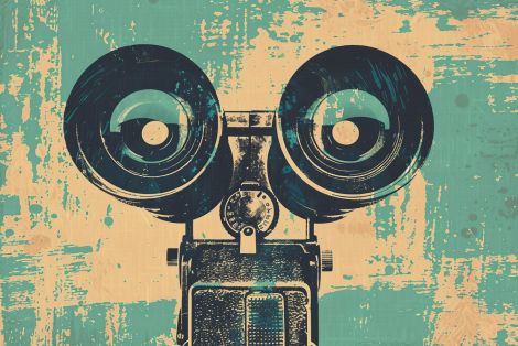 Vintage Binoculars in Retro Teal