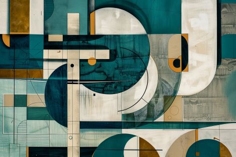 Teal Geometry in Architectural Harmony
