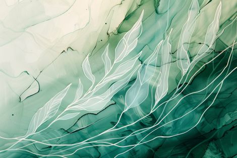 Emerald Currents With Flowing Botanicals