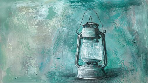 Vintage Lantern in Teal Mist
