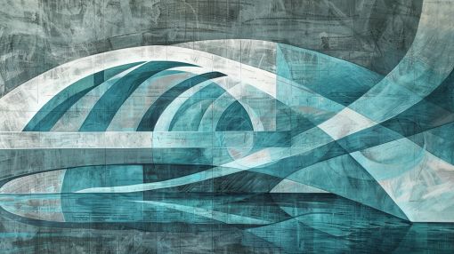 Teal Arches in Abstract Motion