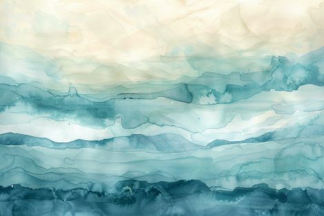 Serene Ocean Layers in Watercolor