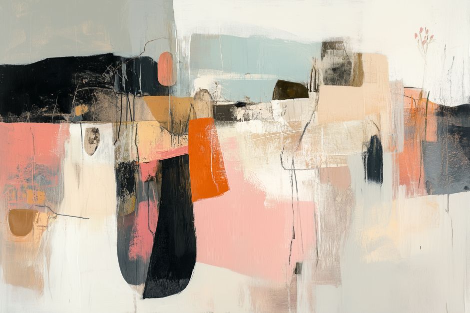 Abstract Desert Village in Warm Tones