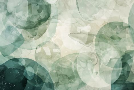 Emerald Circles in Misty Watercolor