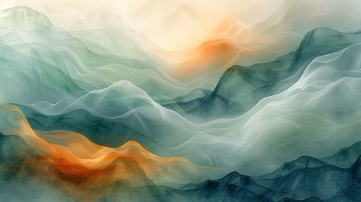 Ethereal Mountains in Misty Glow